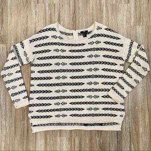 H&M Cream and Black Striped Crew Neck Sweater